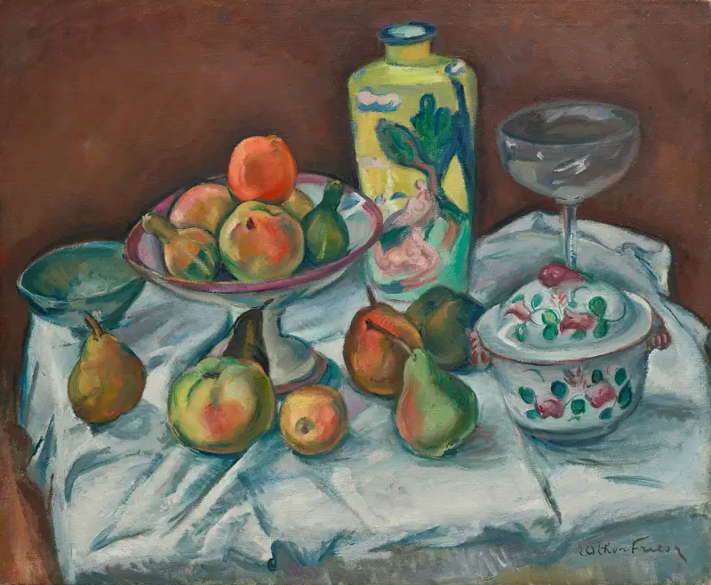 Bordet efter middagen eller stilleben, grön vas av Emile Othon Friesz