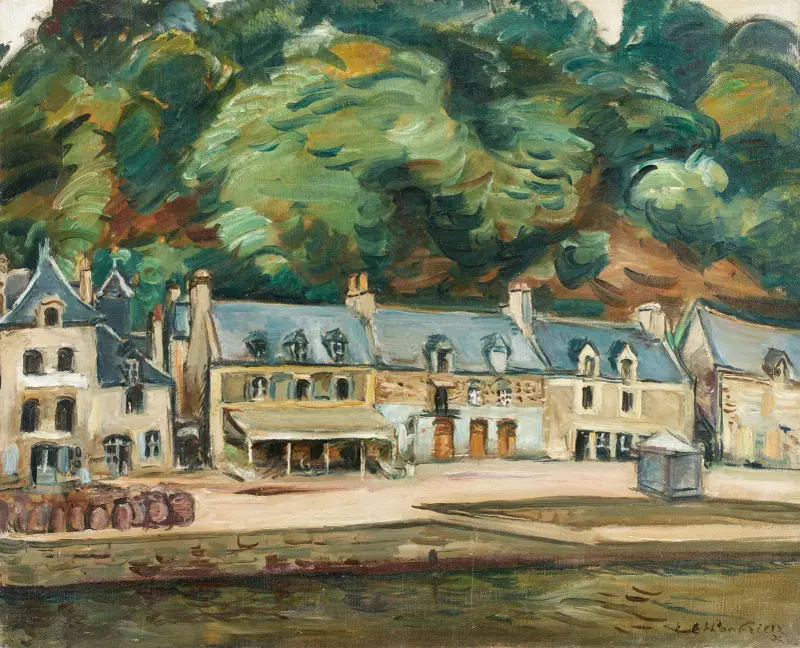Maisons au bord de la rivière av Emile Othon Friesz
