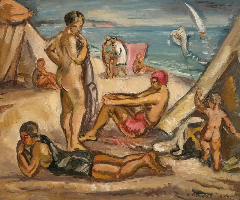 Scène Animée; Baigneuses, Le Cerf Volant av Emile Othon Friesz