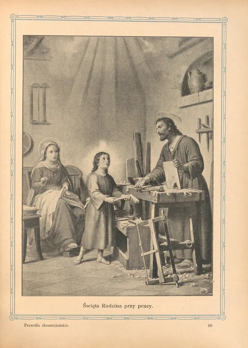 Die Heilige Familie bei der Arbeit von Otto Bitschnau