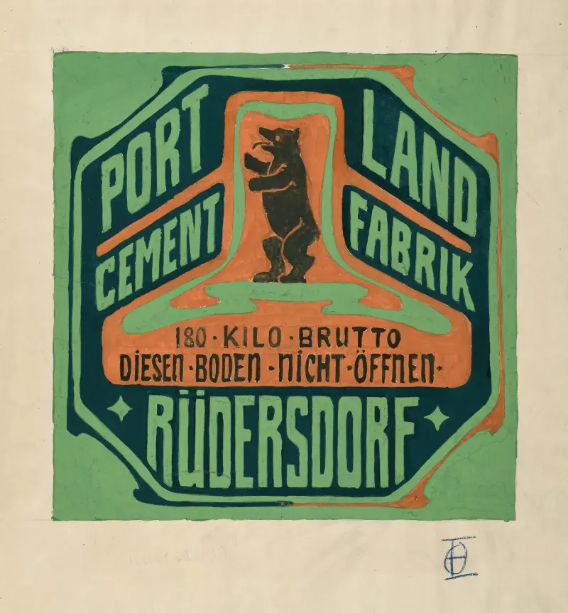 Naklejka na opakowanie Portland Cementfabrik Rüdersdorf, Otto Eckmann