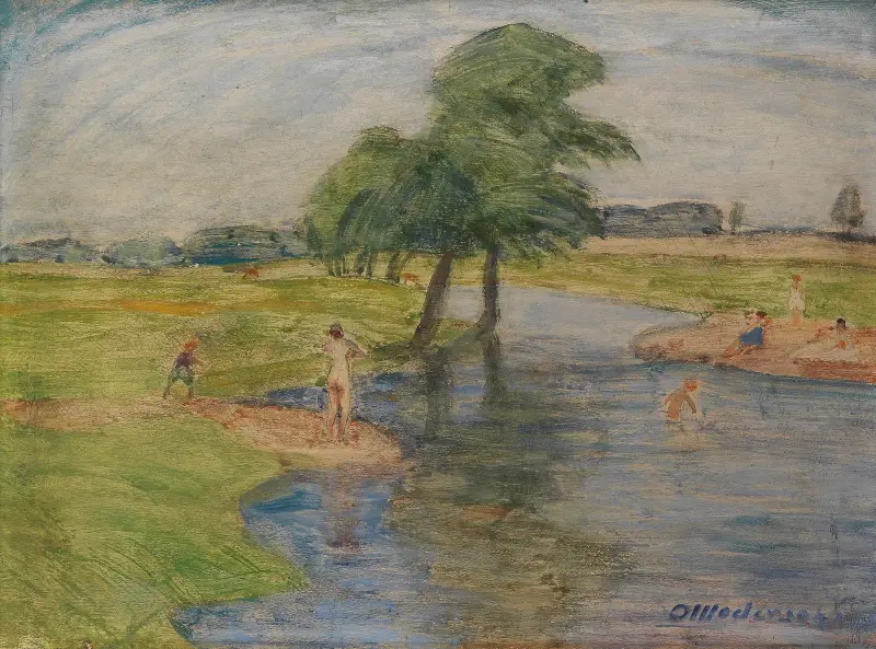 Badeszene von Otto Modersohn