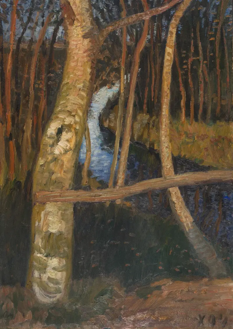 Birken am Moorgraben von Otto Modersohn