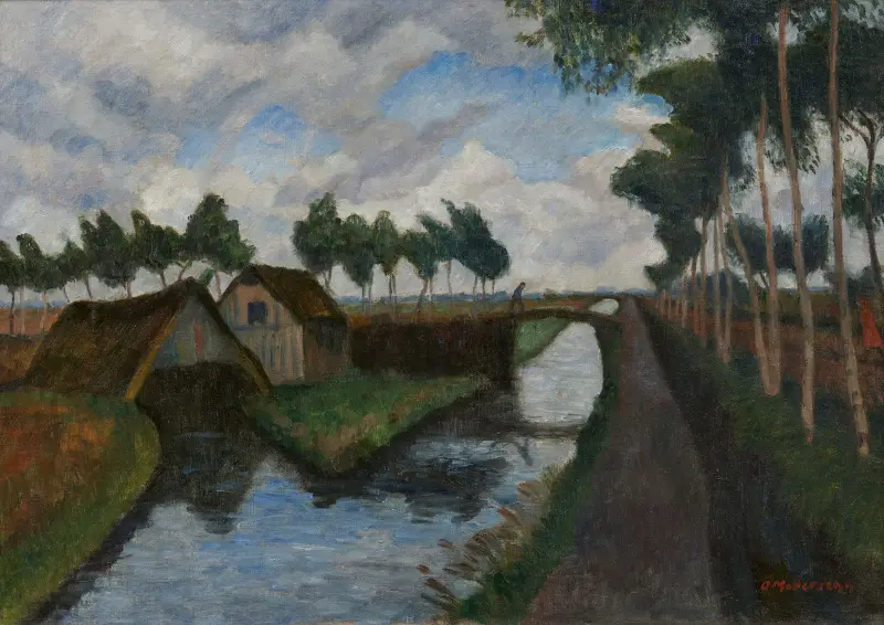 Rautendorfer Schiffgraben mit Bootschuppen von Otto Modersohn