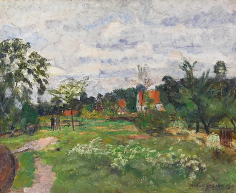 Sommerlandschaft in Quelkhorn av Otto Modersohn