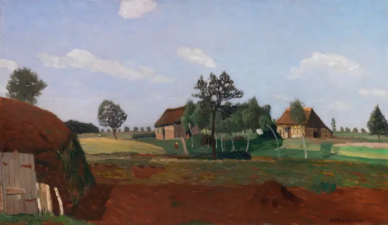 Sommertag im Moor (Erdhütte im Moor) von Otto Modersohn