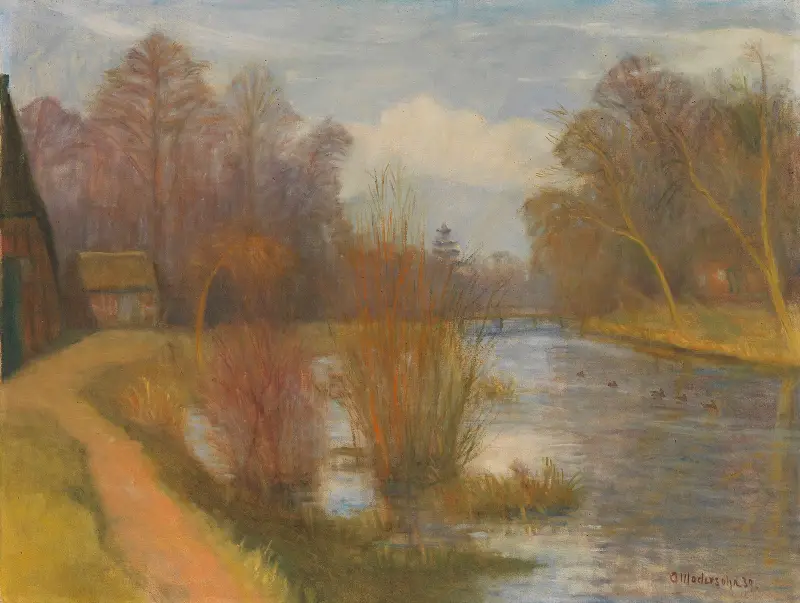 Vorfrühling an der Schleuse von Otto Modersohn