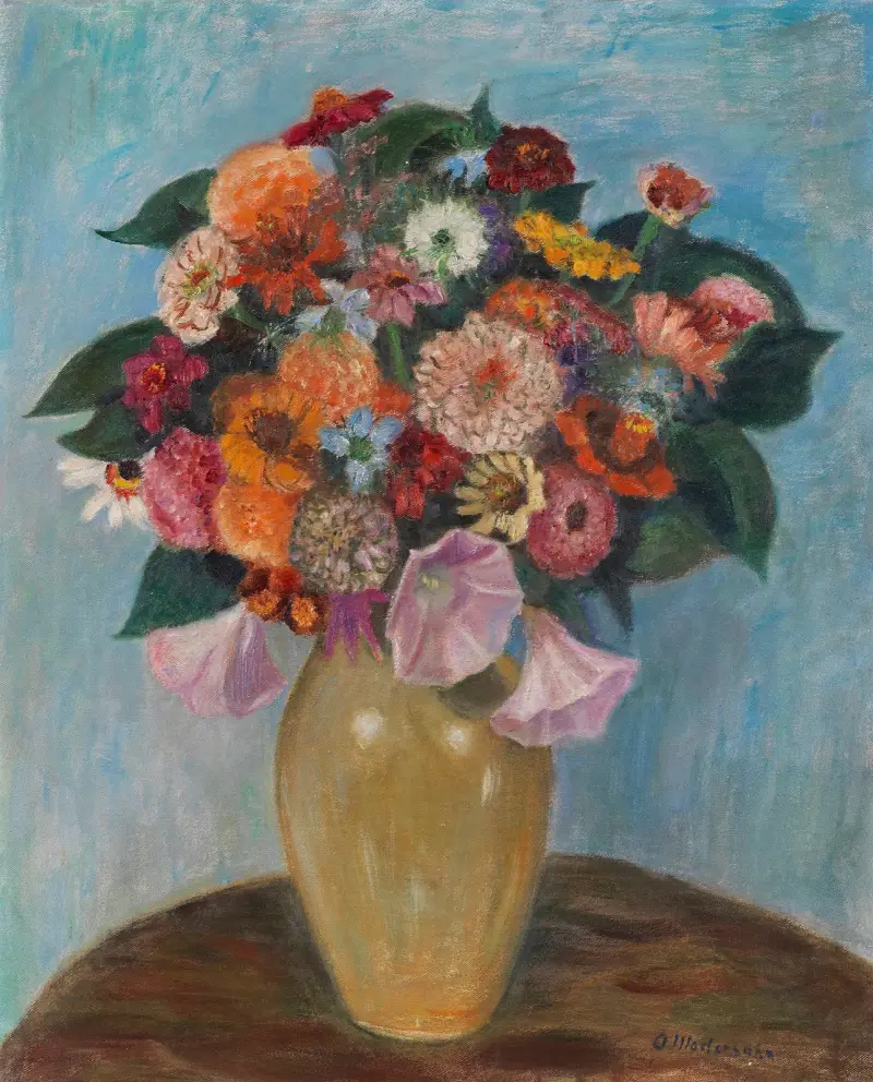 Zinnien und Malven von Otto Modersohn