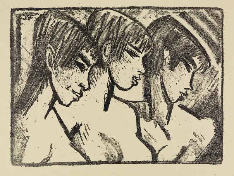 Drei Mädchen im Profil, 1921 – Nr. 1 von Otto Mueller