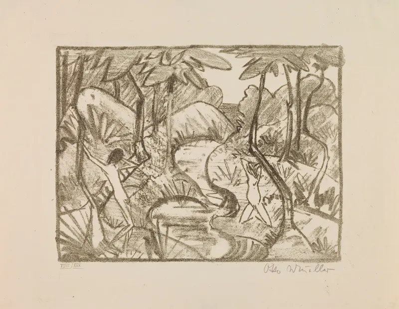 Waldlandschaft, 1921 von Otto Mueller