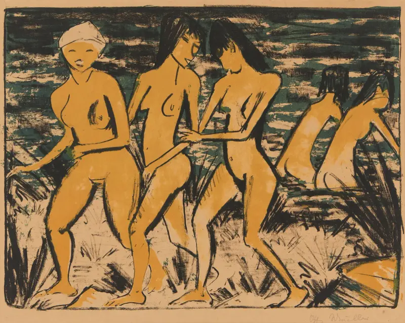 Fünf gelbe Akte am Wasser, 1921 – Nr. 2 – Nr. 2 von Otto Mueller
