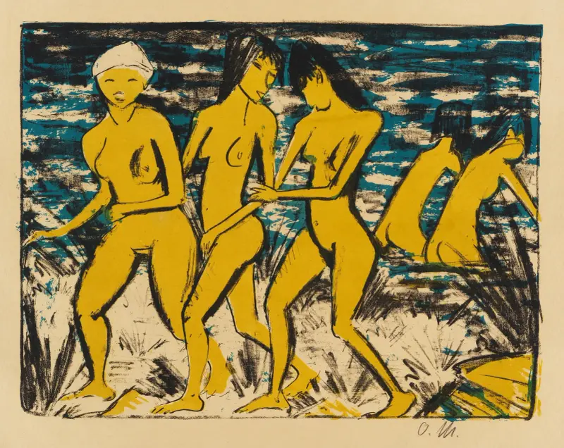 Fünf gelbe Akte am Wasser, 1921 – nr 1 av Otto Mueller