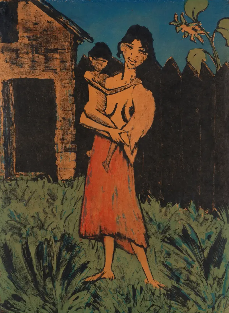 Stehende Zigeunerin mit Kind auf dem Arm, 1926 – Nr. 1 von Otto Mueller