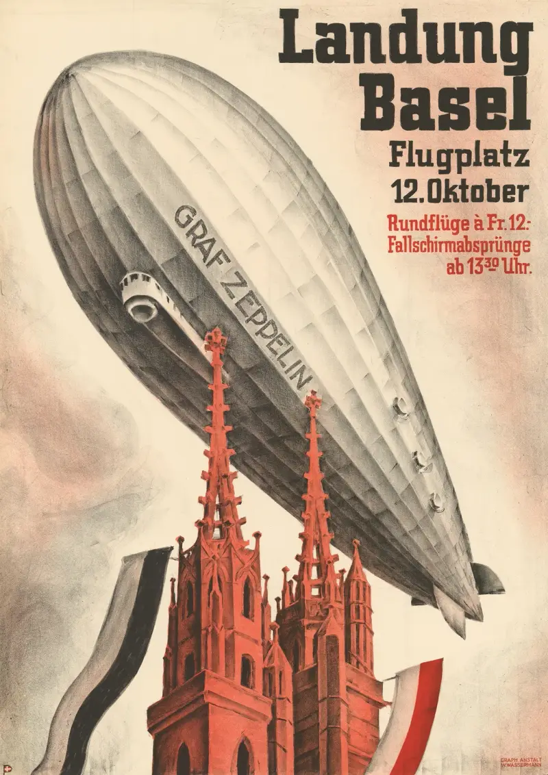 Graf Zeppelin – Landung Basel av Otto Plattner