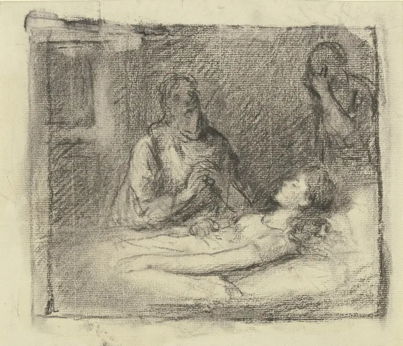 Am Krankenbett – Nr. 1 von Otto Scholderer