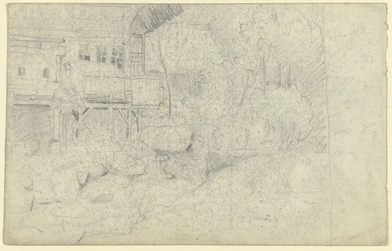 Bauernhof am Flussufer von Otto Scholderer