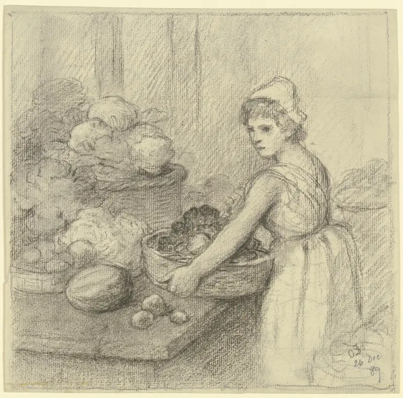 Gemüseverkäuferin, 1889 von Otto Scholderer