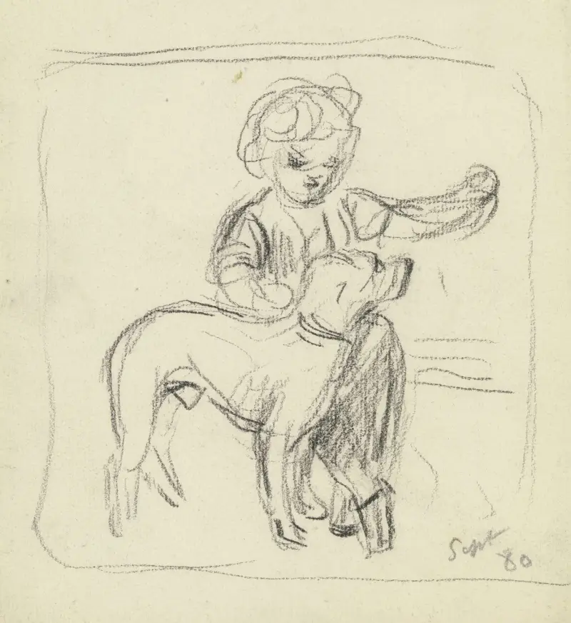 Knabe mit stehendem Hund von Otto Scholderer