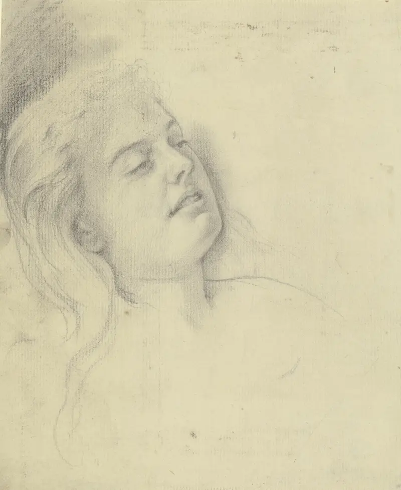 Kopf einer lagernden jungen Frau, 1892 – Nr. 2 von Otto Scholderer