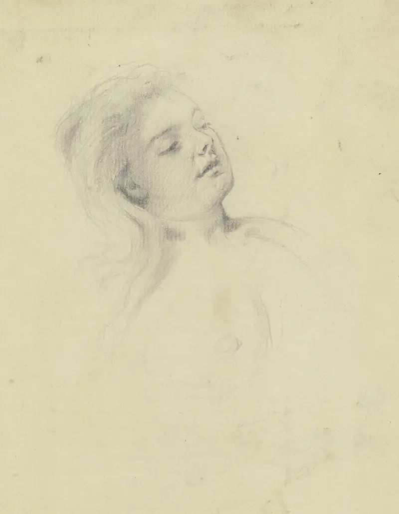 Kopf einer lagernden jungen Frau, 1892 – Nr. 1 von Otto Scholderer