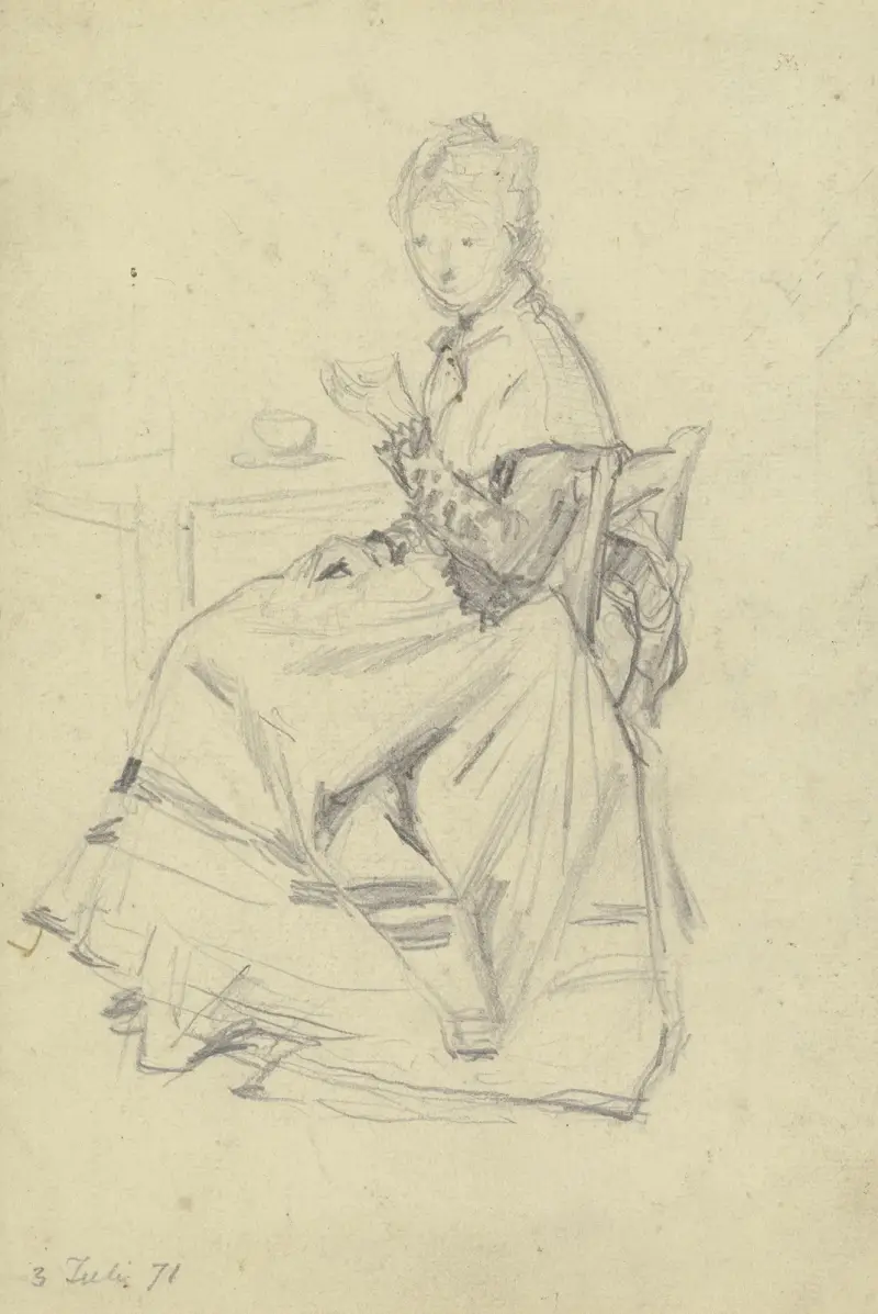 Luise Scholderer am Tisch sitzend, 1871 – Nr. 2 von Otto Scholderer