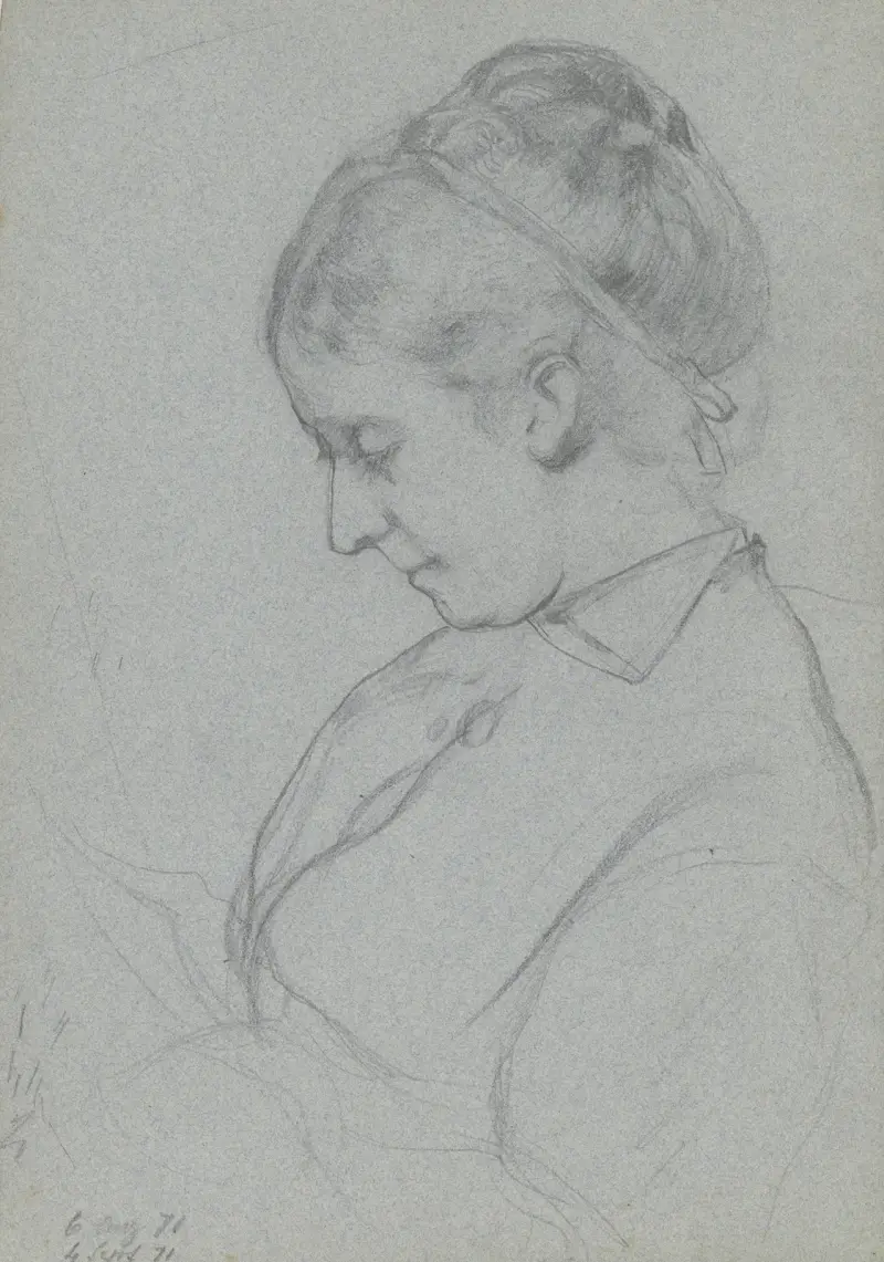 Luise Scholderer, portrét z profilu, Otto Scholderer