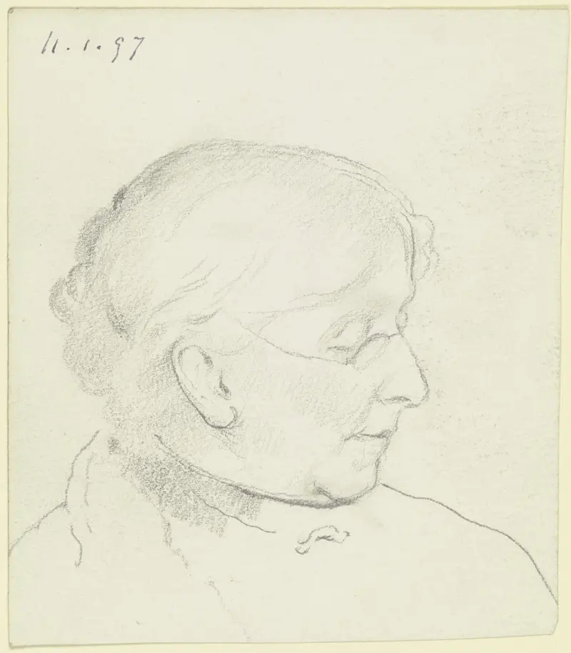 Luise Scholderer im Profil nach rechts von Otto Scholderer