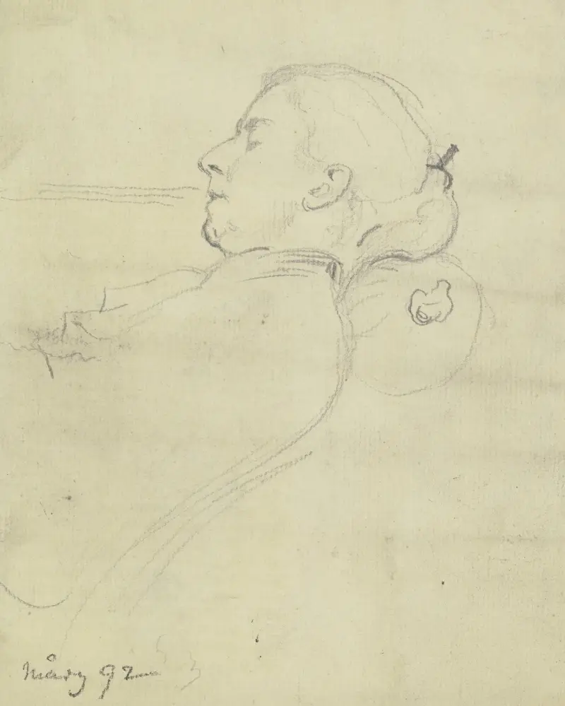 Luise Scholderer schlafend, 1892 von Otto Scholderer