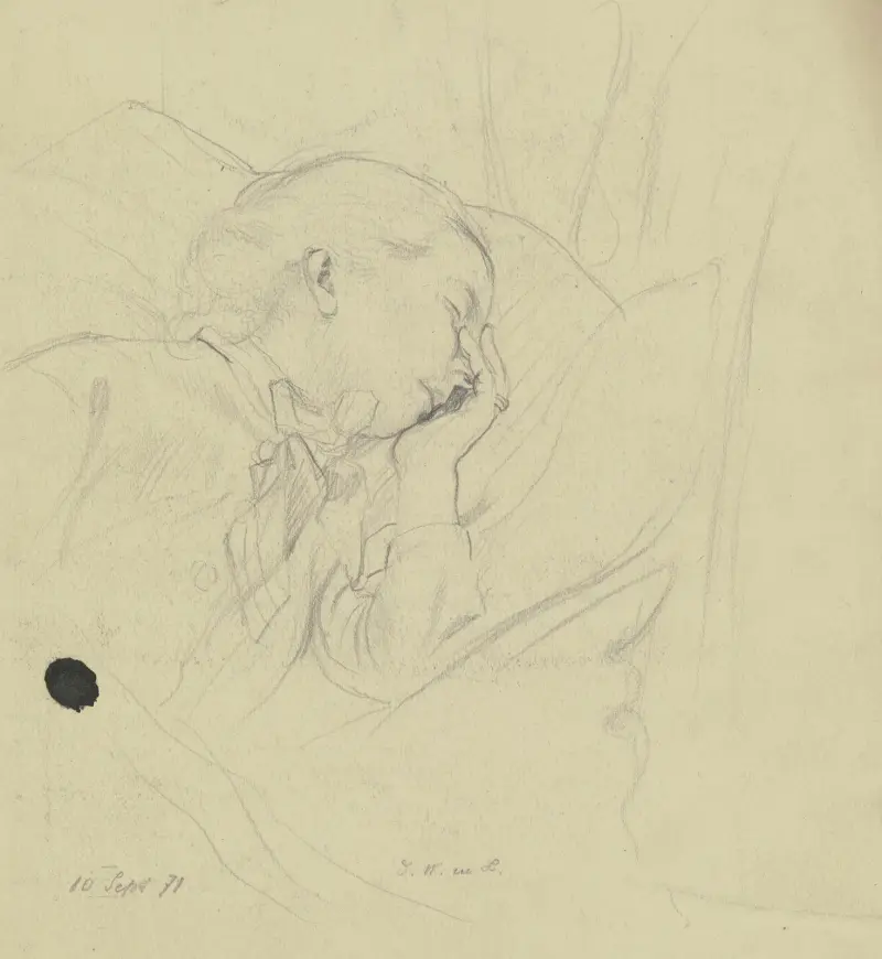 Luise Scholderer schlafend, 1871 von Otto Scholderer