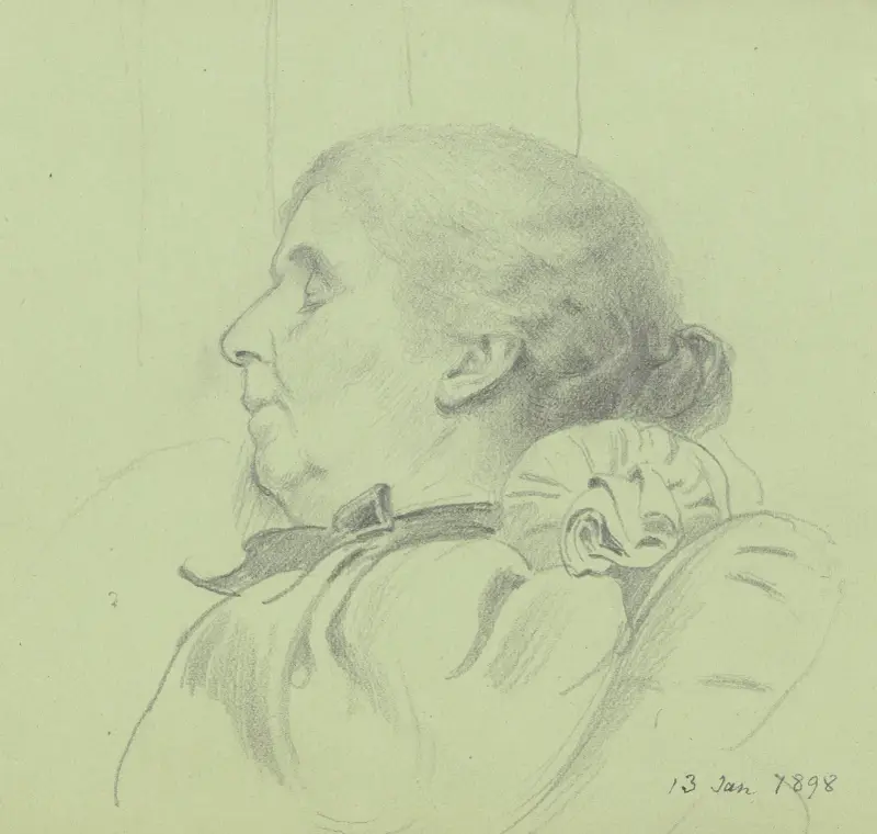 Luise Scholderer spící, 1898, Otto Scholderer