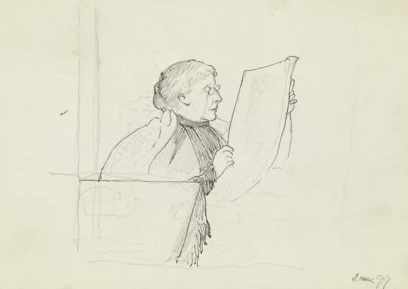Luise Scholderer, Zeitung lesend, 1897 von Otto Scholderer