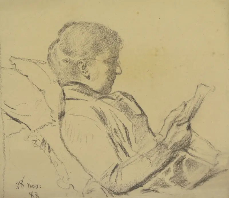 Luise Scholderer, Zeitung lesend, 1888 von Otto Scholderer