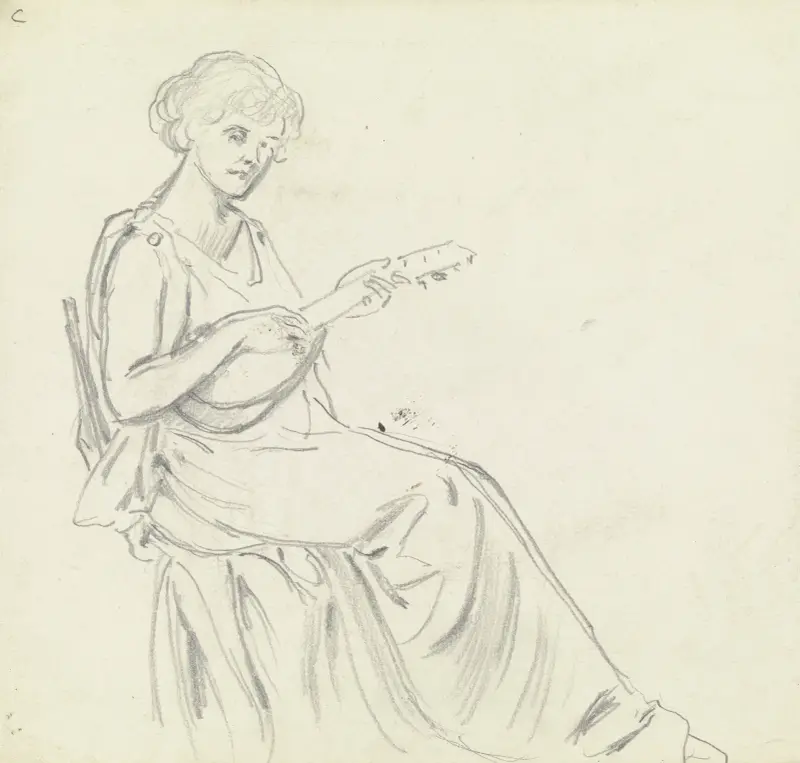 Žena hrající na mandolínu, Otto Scholderer