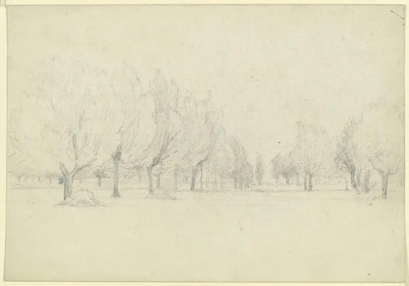 Wiese mit Bäumen von Otto Scholderer