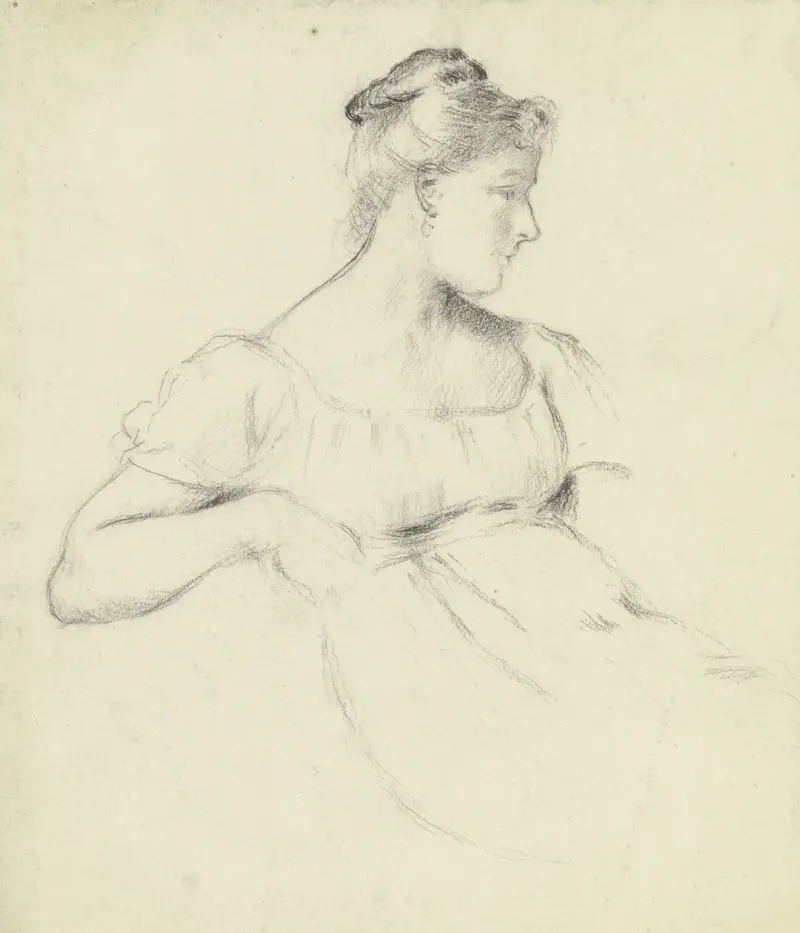 Sitzende aus der 'Vorbereitung zum Kostümball', 1879 – Nr. 2 von Otto Scholderer