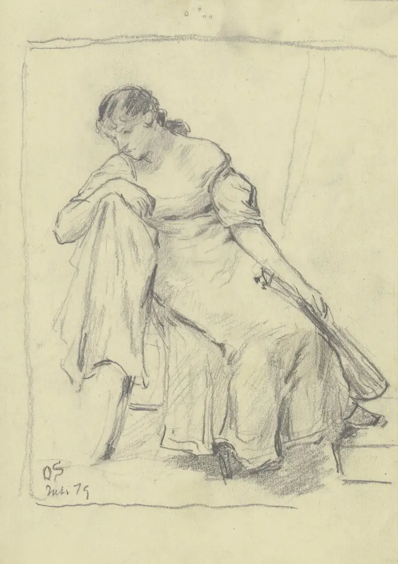 Siedząca kobieta z mandoliną, 1879 – nr 2, Otto Scholderer