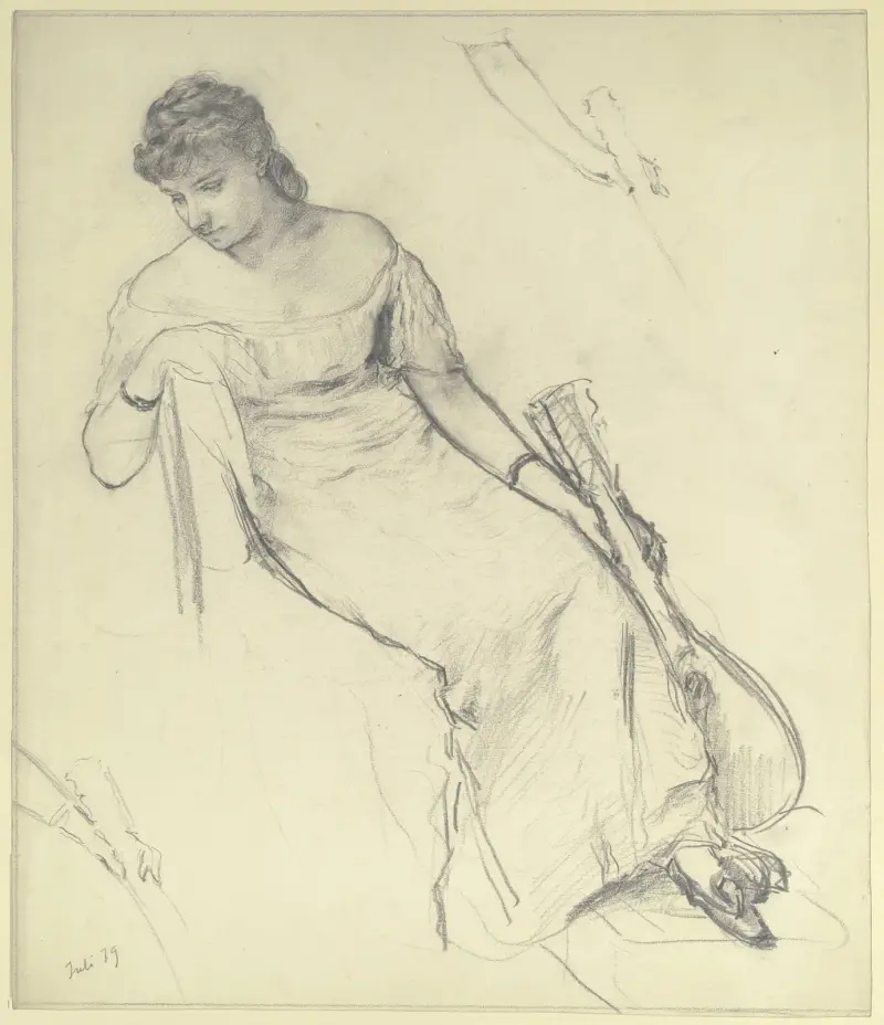 Sitzende Frau mit Mandoline, 1879 – Nr. 1 von Otto Scholderer