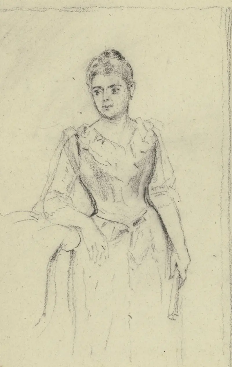Stehende Dame mit Fächer von Otto Scholderer