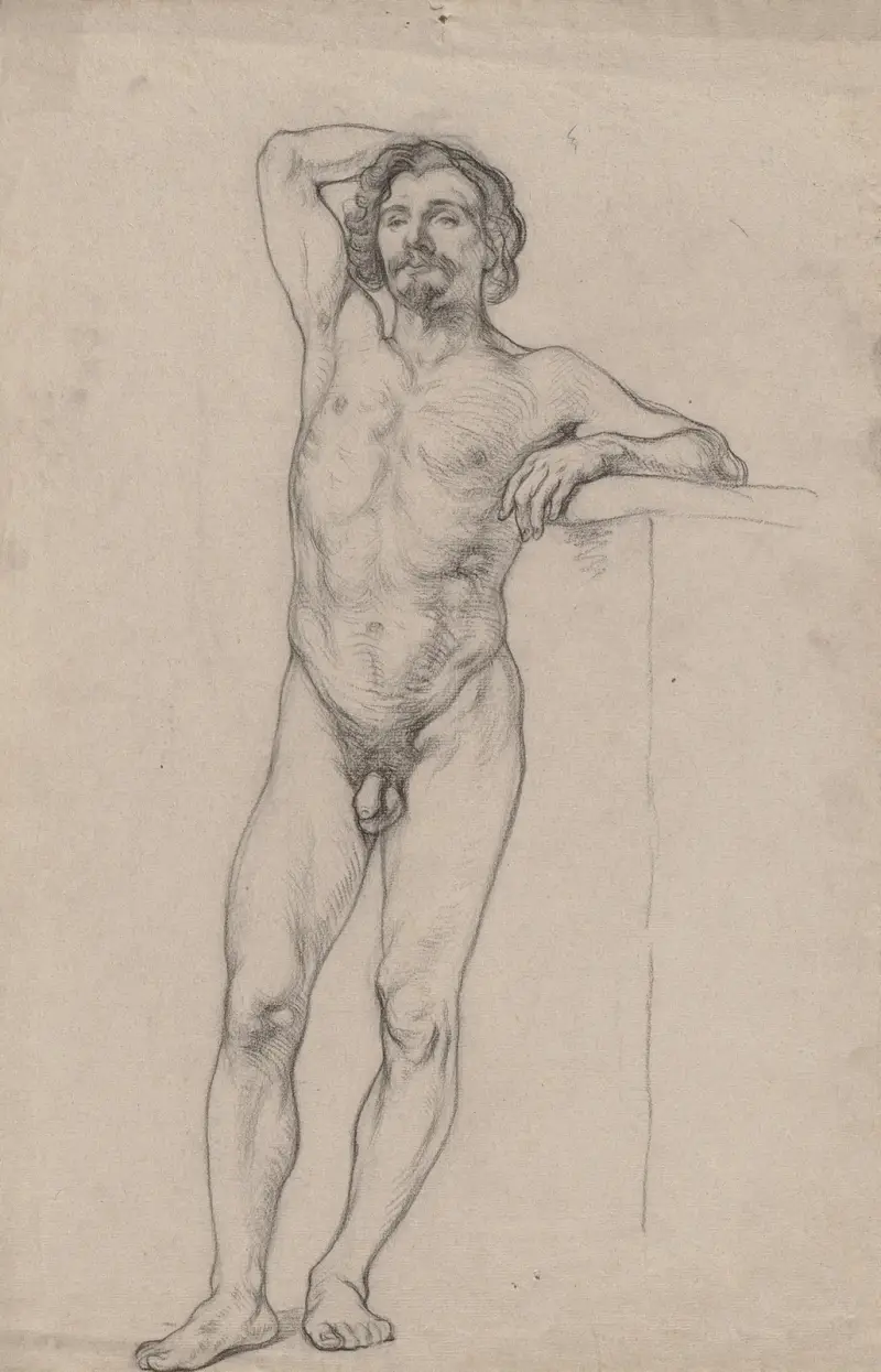 Stojící mužský akt, 1855 – č. 1, Otto Scholderer