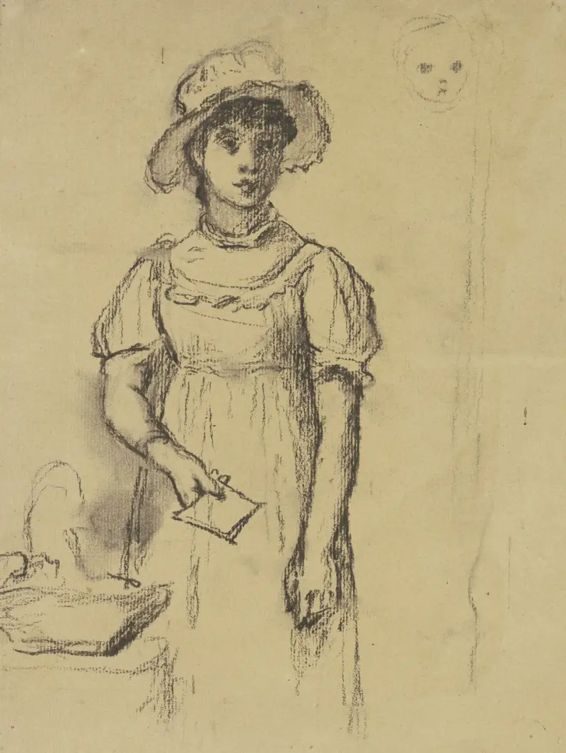 Stehendes Mädchen mit Brief von Otto Scholderer