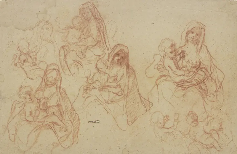 Studienblatt; Madonna mit Kind von Otto Scholderer