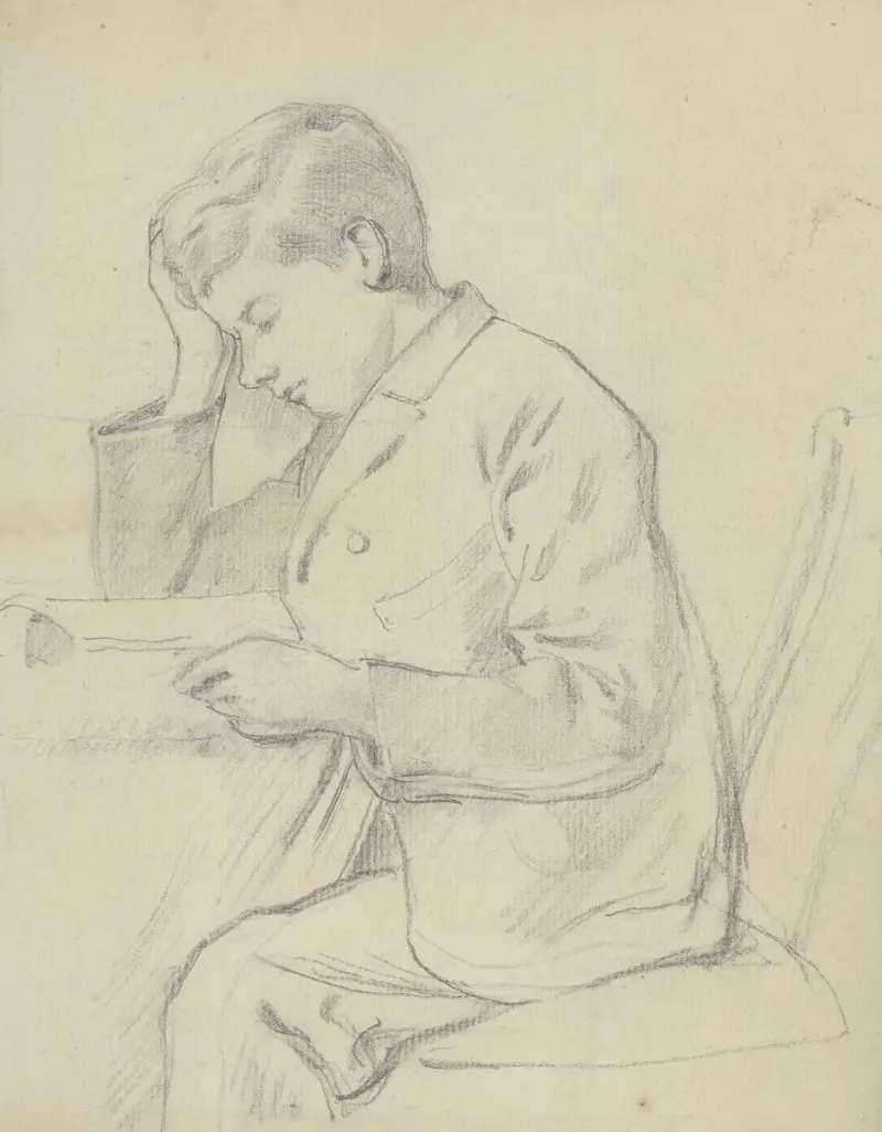Victor Scholderer lesend am Tisch von Otto Scholderer