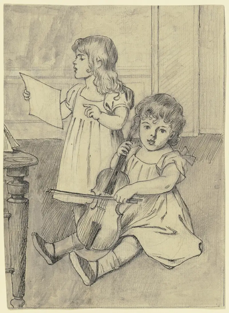 Zwei musizierende Kinder – Nr. 2 von Otto Scholderer