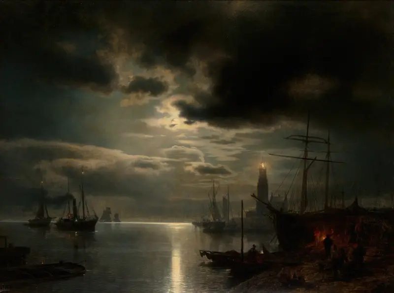 Přístav v měsíčním světle, Hermann Ottomar Herzog