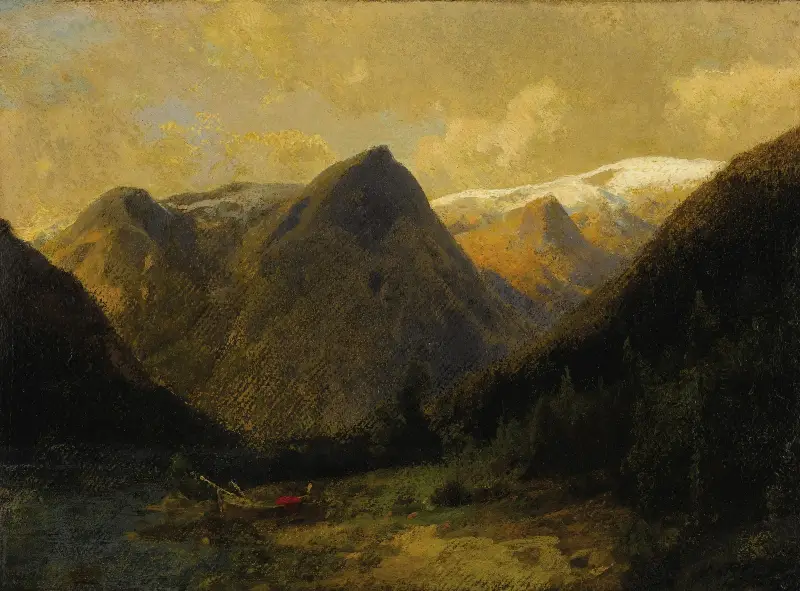 Kajak przy brzegu, Hermann Ottomar Herzog