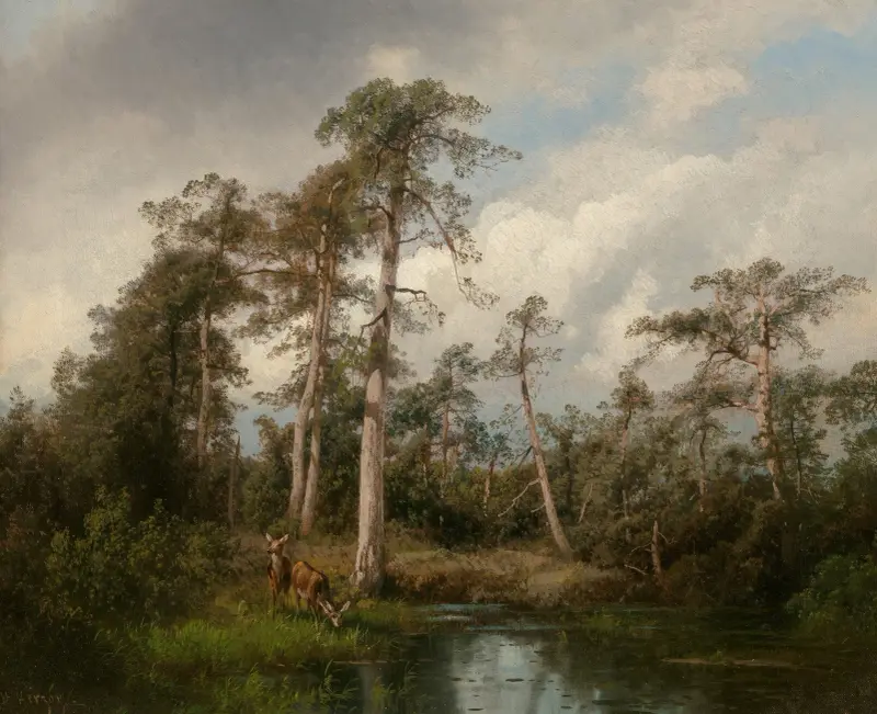 Deer in Gulph Hummock av Hermann Ottomar Herzog
