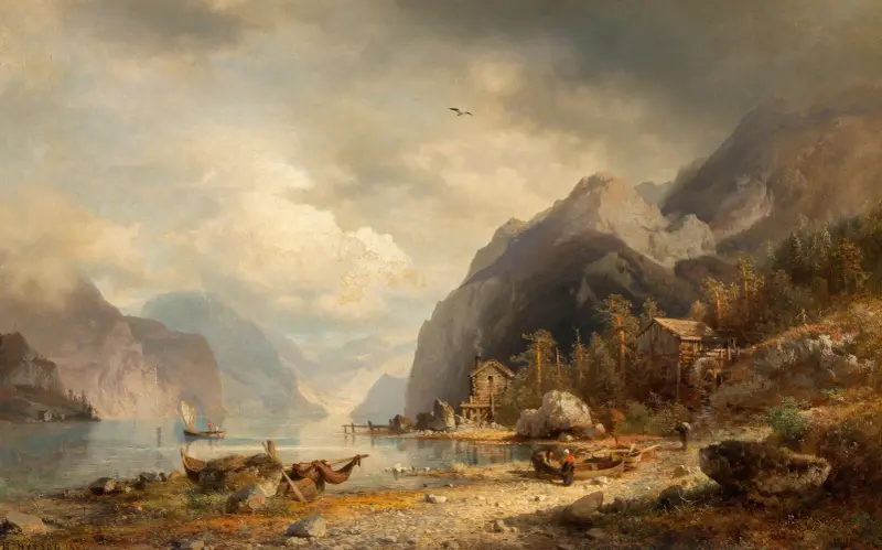Fishing Village av Hermann Ottomar Herzog
