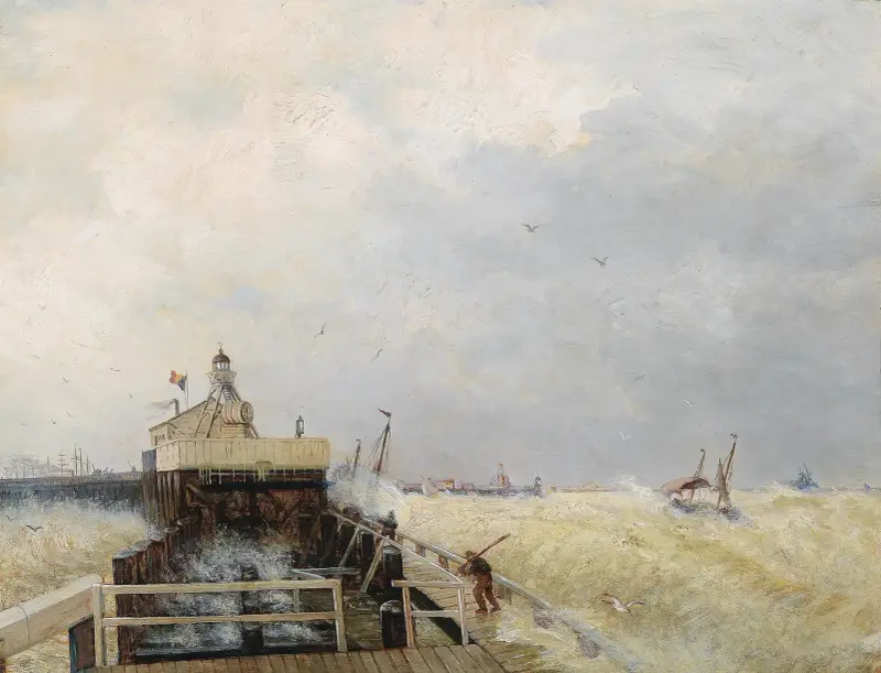 Hafen in Ostende av Hermann Ottomar Herzog