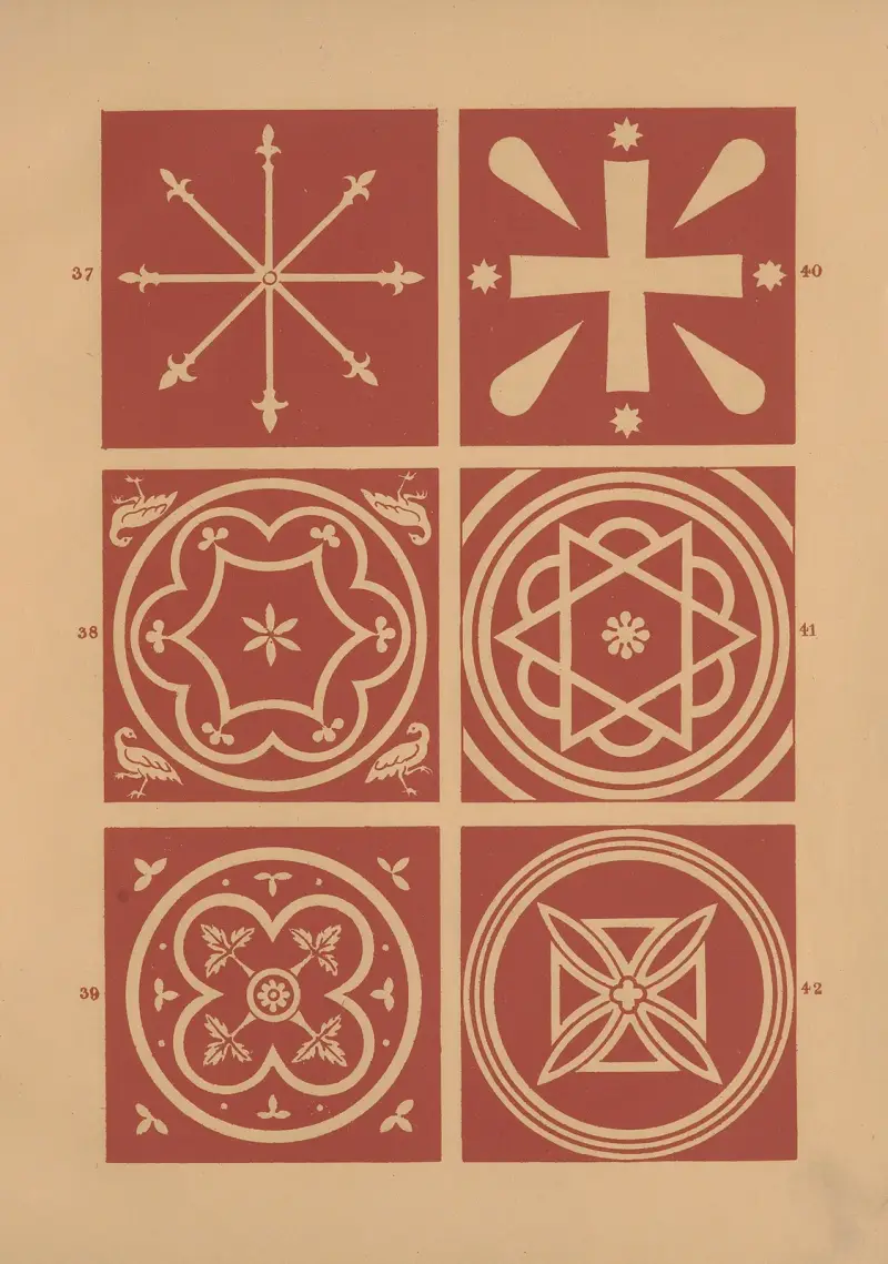 Exempel på encaustic tiles Pl.06 av Owen Jones