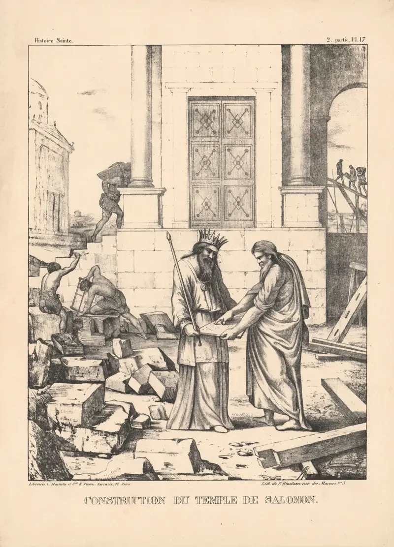 Construction du temple de Salomon. av P. Bineteau